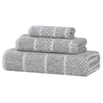 Naples Cotton Blend Textured Checkered and Ribbed 3 Piece Towel Set - Towel Set by Superior