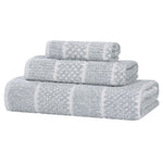 Naples Cotton Blend Textured Checkered and Ribbed 3 Piece Towel Set - Towel Set by Superior