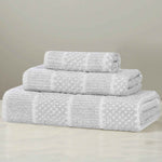 Naples Cotton Blend Textured Checkered and Ribbed 3 Piece Towel Set - Towel Set by Superior