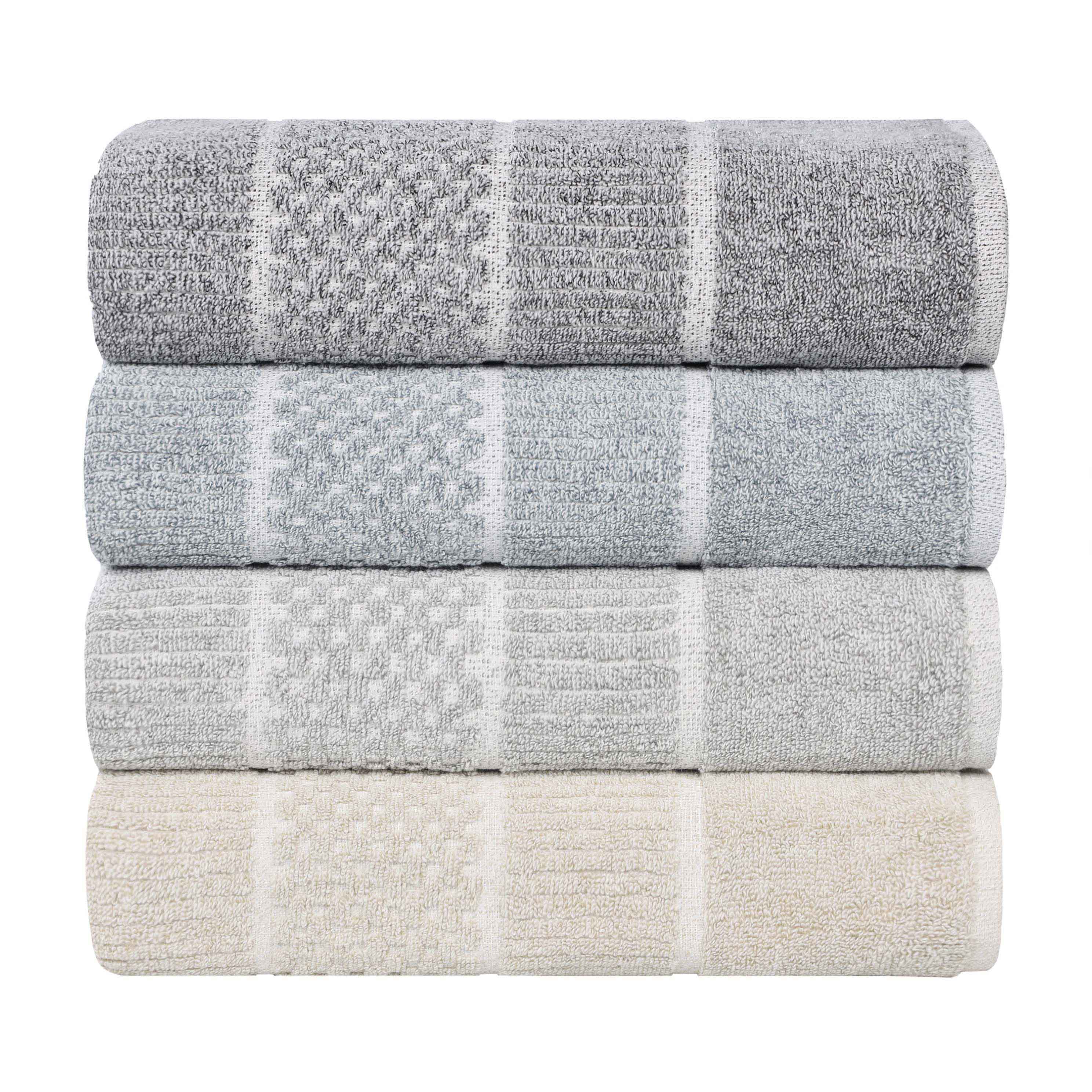 Naples Cotton Blend Textured Checkered and Ribbed 3 Piece Towel Set - Towel Set by Superior