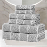 Naples Cotton Blend Textured Checkered and Ribbed 6 Piece Towel Set - Towel Set by Superior