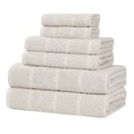 Naples Cotton Blend Textured Checkered and Ribbed 6 Piece Towel Set - Towel Set by Superior