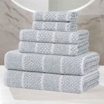 Naples Cotton Blend Textured Checkered and Ribbed 6 Piece Towel Set - Towel Set by Superior