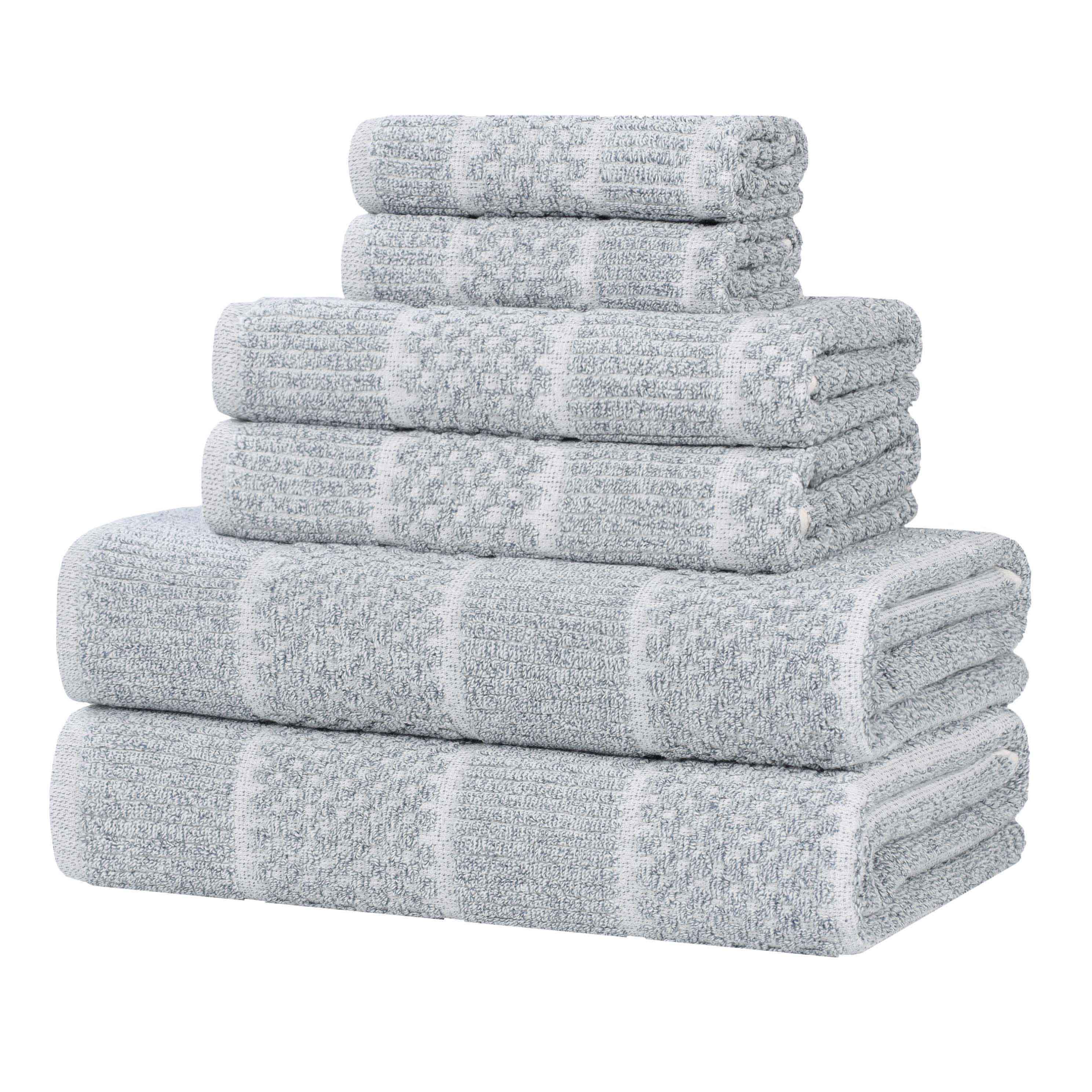 Naples Cotton Blend Textured Checkered and Ribbed 6 Piece Towel Set - Towel Set by Superior