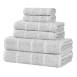 Naples Cotton Blend Textured Checkered and Ribbed 6 Piece Towel Set - Towel Set by Superior