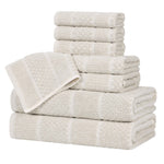 Naples Cotton Blend Textured Checkered and Ribbed 8 Piece Towel Set - Towel Set by Superior