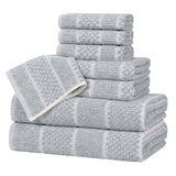 Naples Cotton Blend Textured Checkered and Ribbed 8 Piece Towel Set - Towel Set by Superior