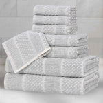 Naples Cotton Blend Textured Checkered and Ribbed 8 Piece Towel Set - Towel Set by Superior