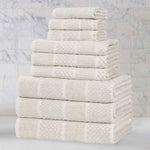 Naples Cotton Blend Textured Checkered and Ribbed 9 Piece Towel Set - Towel Set by Superior