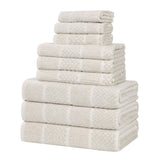 Naples Cotton Blend Textured Checkered and Ribbed 9 Piece Towel Set - Towel Set by Superior