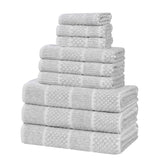 Naples Cotton Blend Textured Checkered and Ribbed 9 Piece Towel Set - Towel Set by Superior