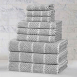 Naples Cotton Blend Textured Checkered and Ribbed 9 Piece Towel Set - Towel Set by Superior