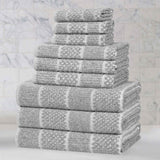 Naples Cotton Blend Textured Checkered and Ribbed 9 Piece Towel Set - Towel Set by Superior