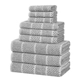 Naples Cotton Blend Textured Checkered and Ribbed 9 Piece Towel Set - Towel Set by Superior