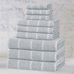 Naples Cotton Blend Textured Checkered and Ribbed 9 Piece Towel Set - Towel Set by Superior