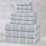 Naples Cotton Blend Textured Checkered and Ribbed 9 Piece Towel Set - Towel Set by Superior