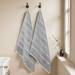 Naples Cotton Blend Textured Checkered & Ribbed Bath Sheets, Set of 2 - Bath Sheet by Superior