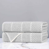 Naples Cotton Blend Textured Checkered & Ribbed Bath Towels, Set of 2 - Bath Towel by Superior