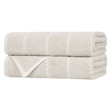 Naples Cotton Blend Textured Checkered & Ribbed Bath Towels, Set of 2 - Bath Towel by Superior