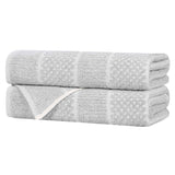 Naples Cotton Blend Textured Checkered & Ribbed Bath Towels, Set of 2 - Bath Towel by Superior