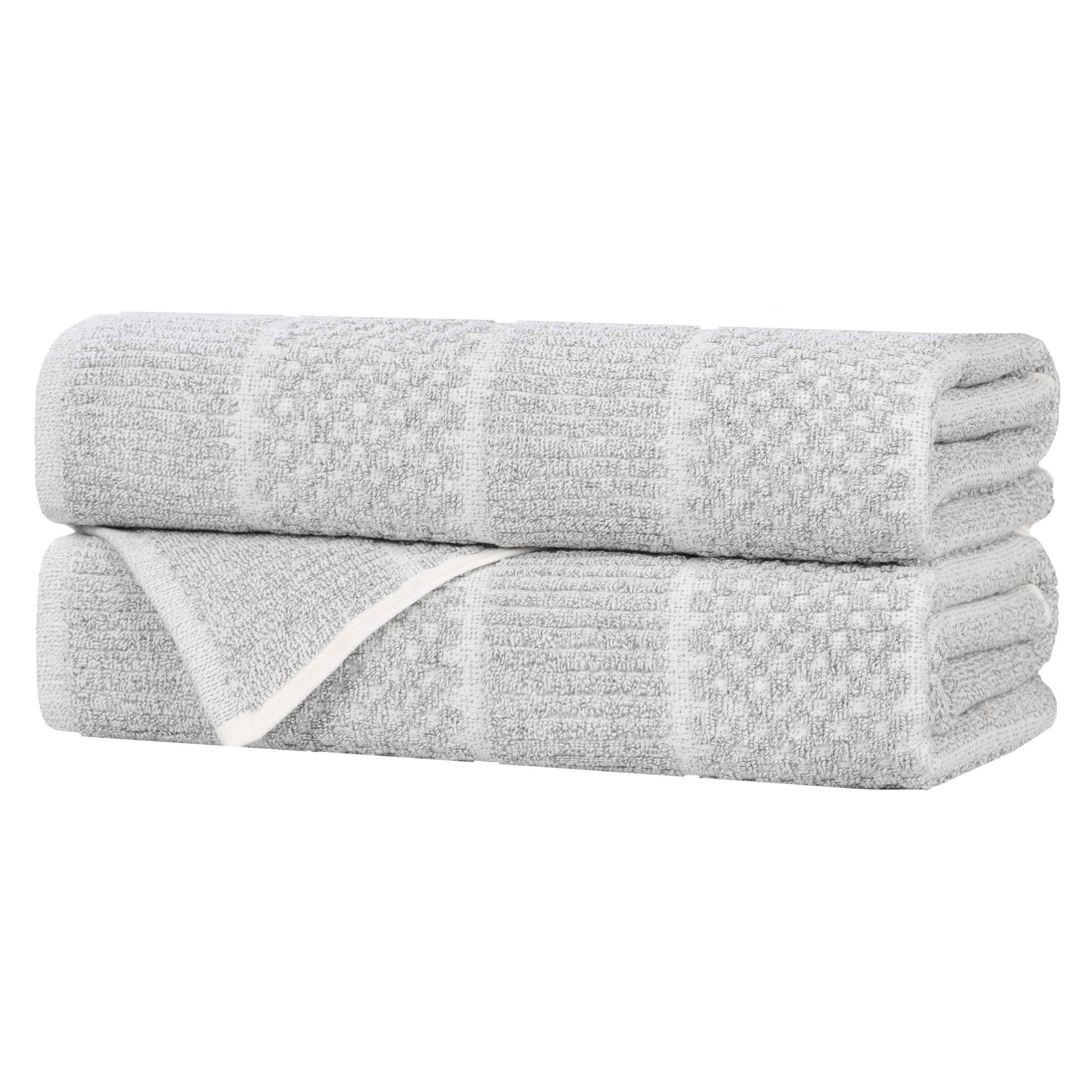 Naples Cotton Blend Textured Checkered & Ribbed Bath Towels, Set of 2 - Bath Towel by Superior