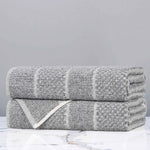 Naples Cotton Blend Textured Checkered & Ribbed Bath Towels, Set of 2 - Bath Towel by Superior