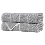 Naples Cotton Blend Textured Checkered & Ribbed Bath Towels, Set of 2 - Bath Towel by Superior