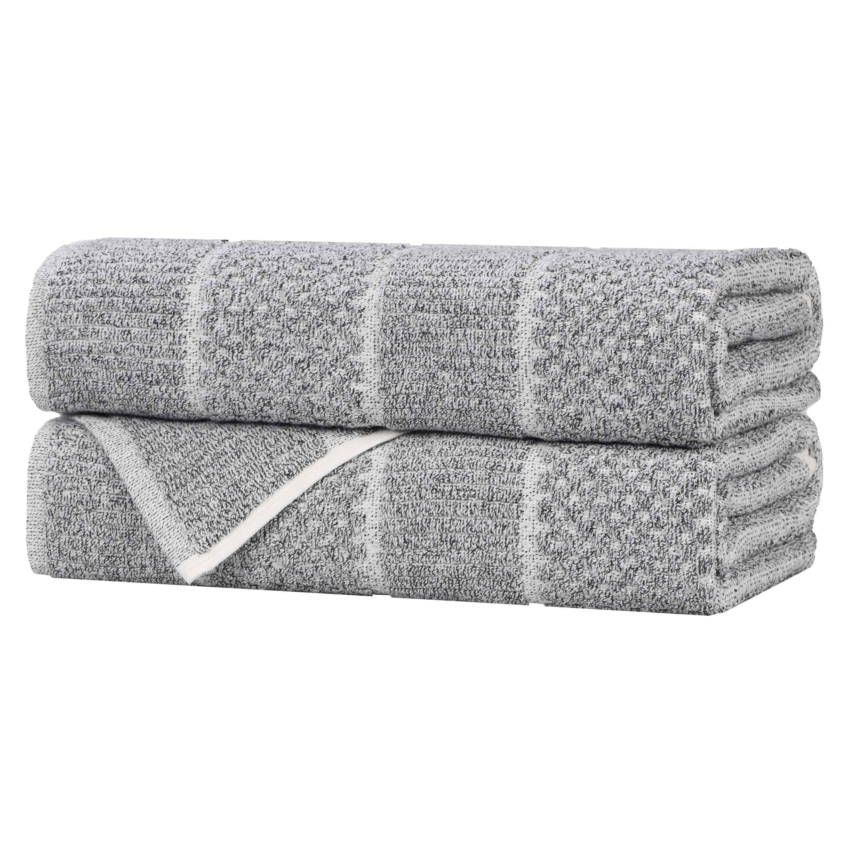 Naples Cotton Blend Textured Checkered & Ribbed Bath Towels, Set of 2 - Bath Towel by Superior