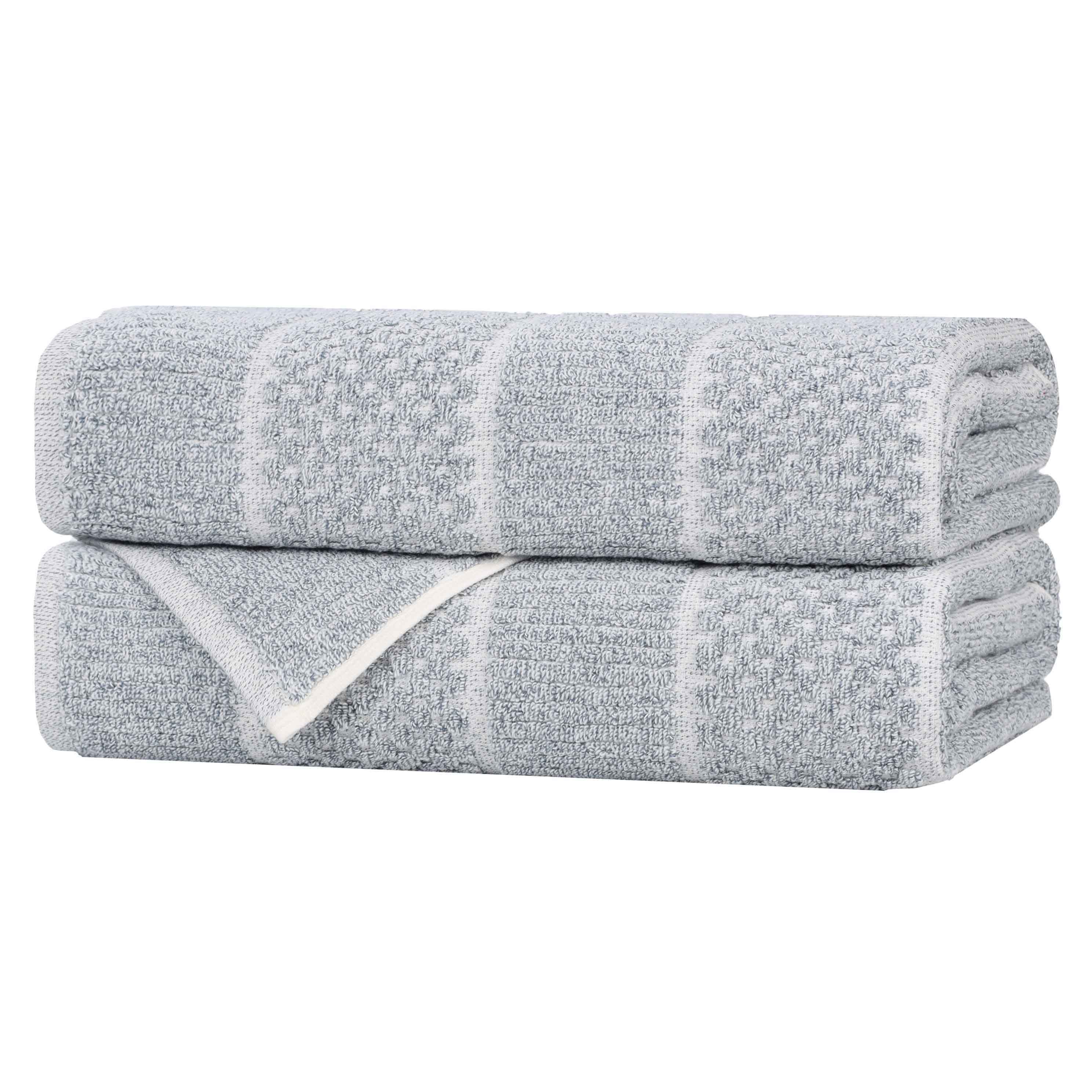 Naples Cotton Blend Textured Checkered & Ribbed Bath Towels, Set of 2 - Bath Towel by Superior