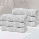 Naples Cotton Blend Textured Checkered & Ribbed Hand Towels, Set of 6 - Hand Towel by Superior