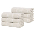 Naples Cotton Blend Textured Checkered & Ribbed Hand Towels, Set of 6 - Hand Towel by Superior