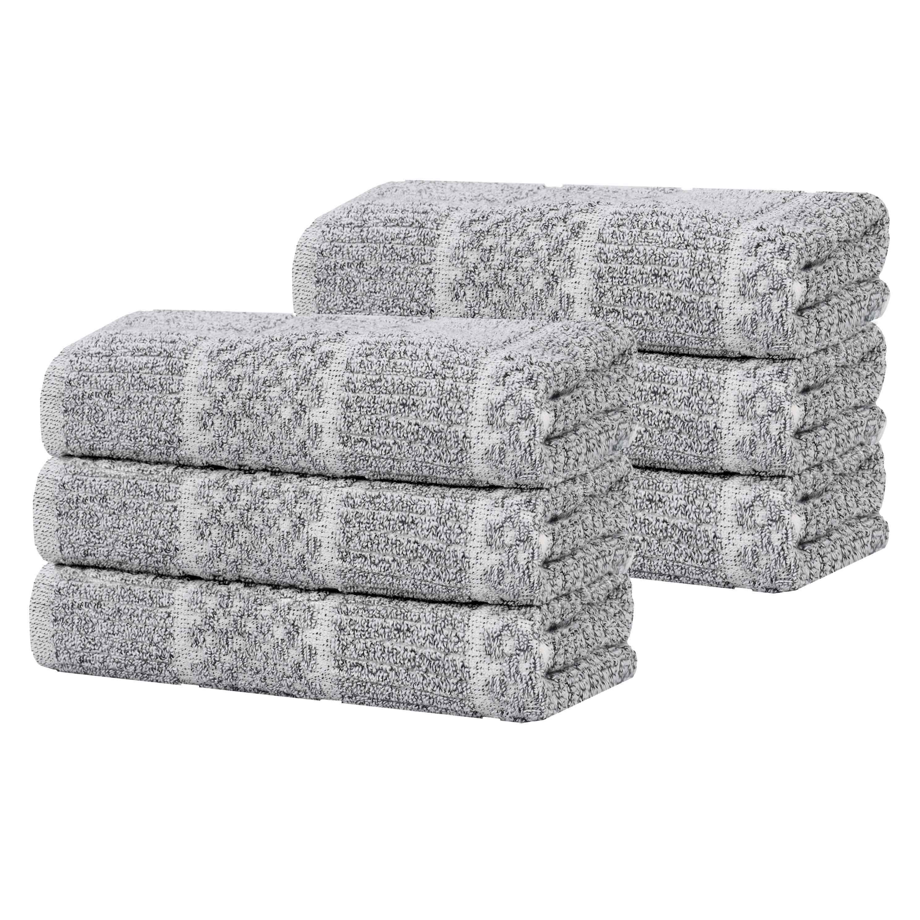 Naples Cotton Blend Textured Checkered & Ribbed Hand Towels, Set of 6 - Hand Towel by Superior