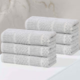 Naples Cotton Blend Textured Checkered & Ribbed Hand Towels, Set of 6 - Hand Towel by Superior