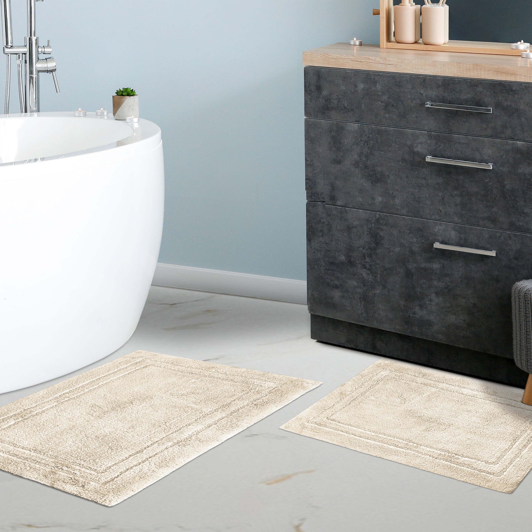 Non-Slip Washable Cotton 2 Piece Bath Rug Set - Bath Rugs by Superior