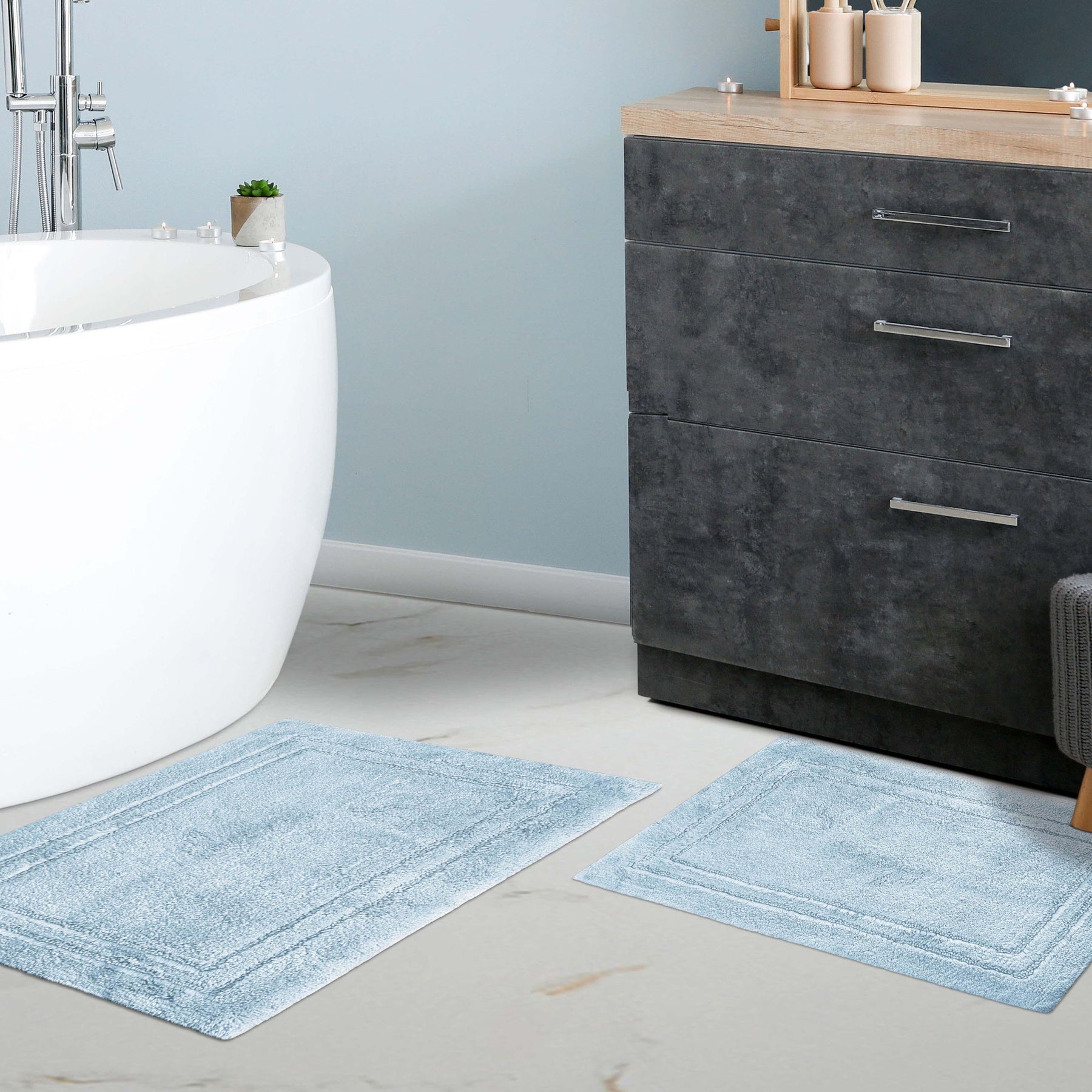 Non-Slip Washable Cotton 2 Piece Bath Rug Set - Bath Rugs by Superior