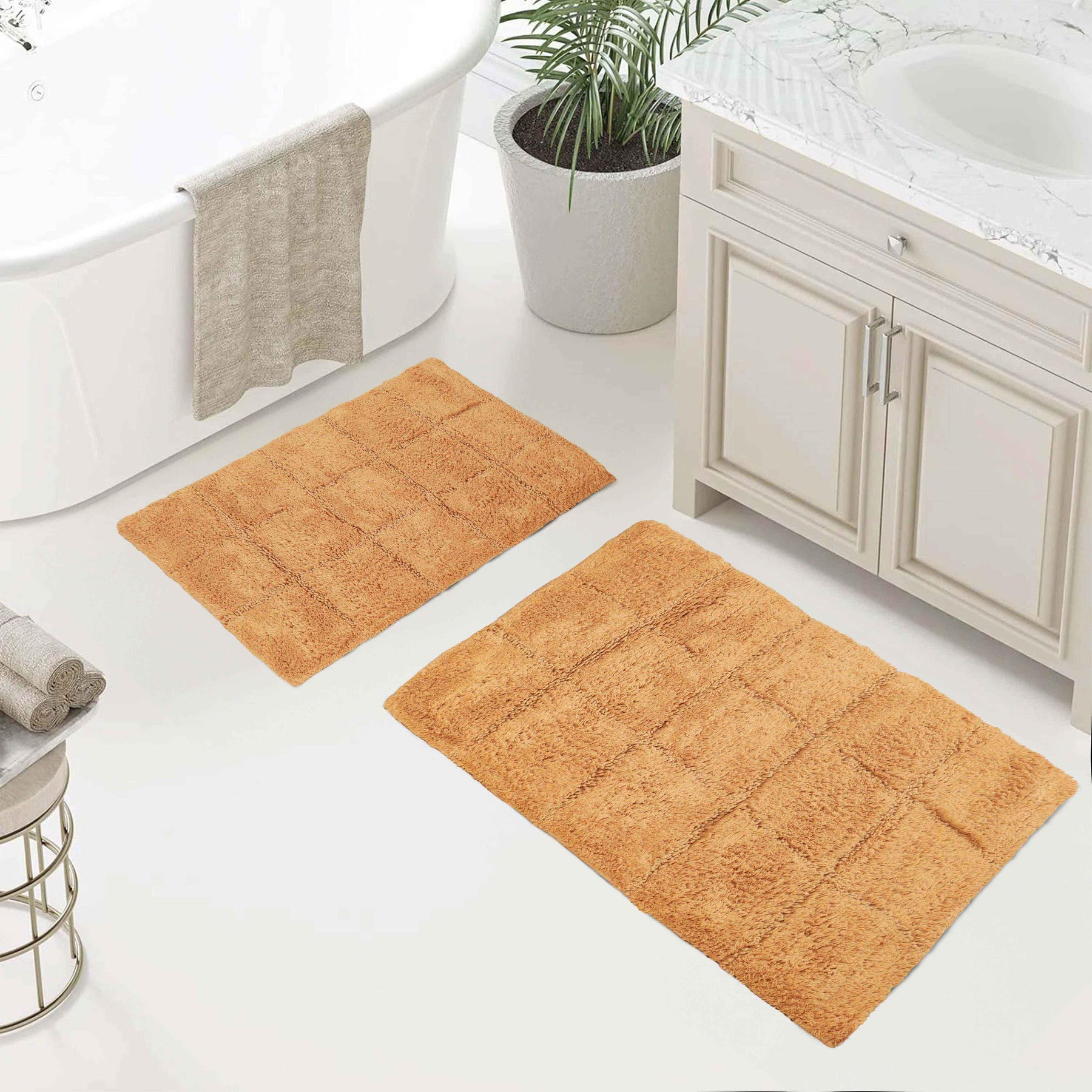 Non-Slip Washable Cotton 2 Piece Bath Rug Set - Bath Rugs by Superior