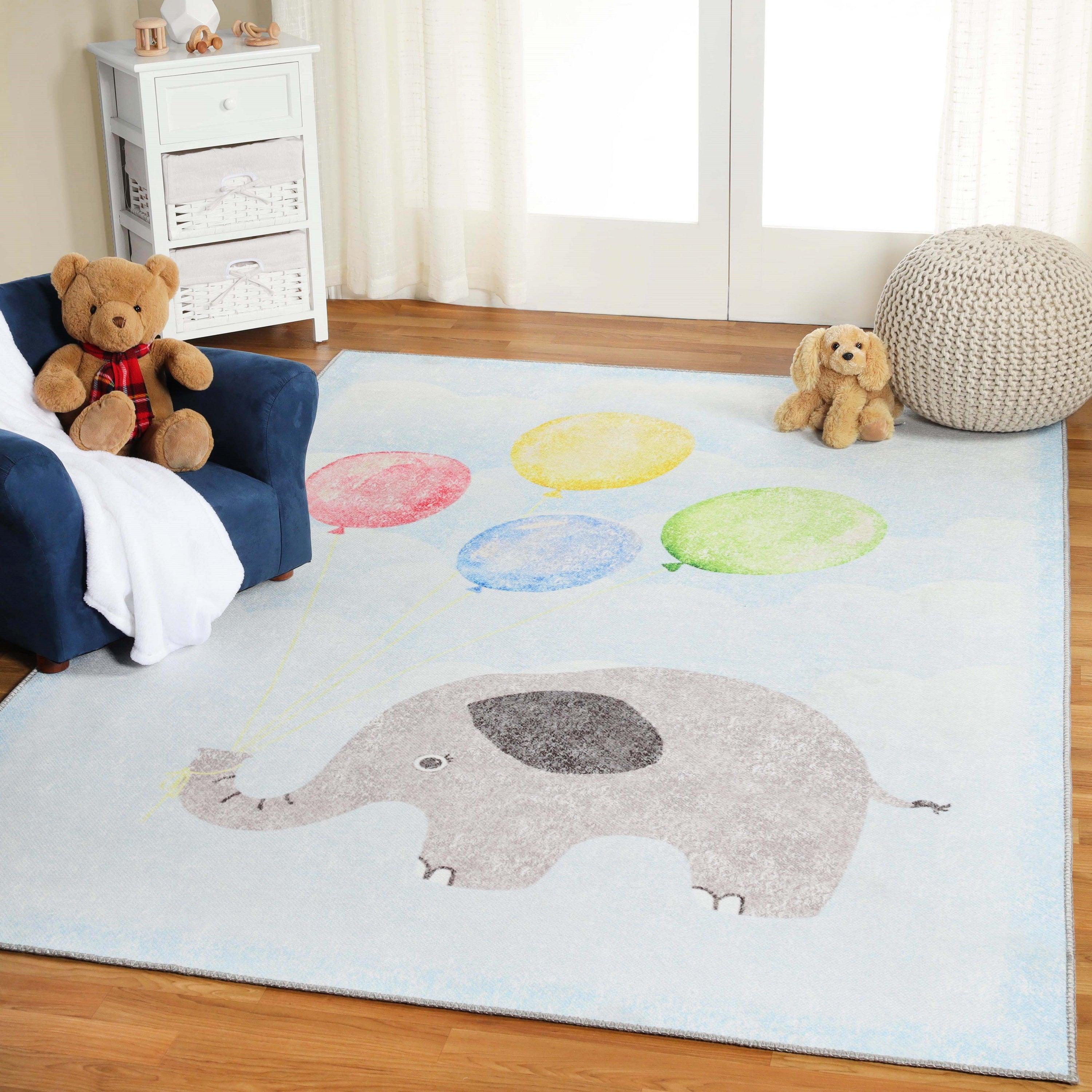 Nursery Elephant Anti-Skid Backing Indoor Area Rug - Rugs by Superior