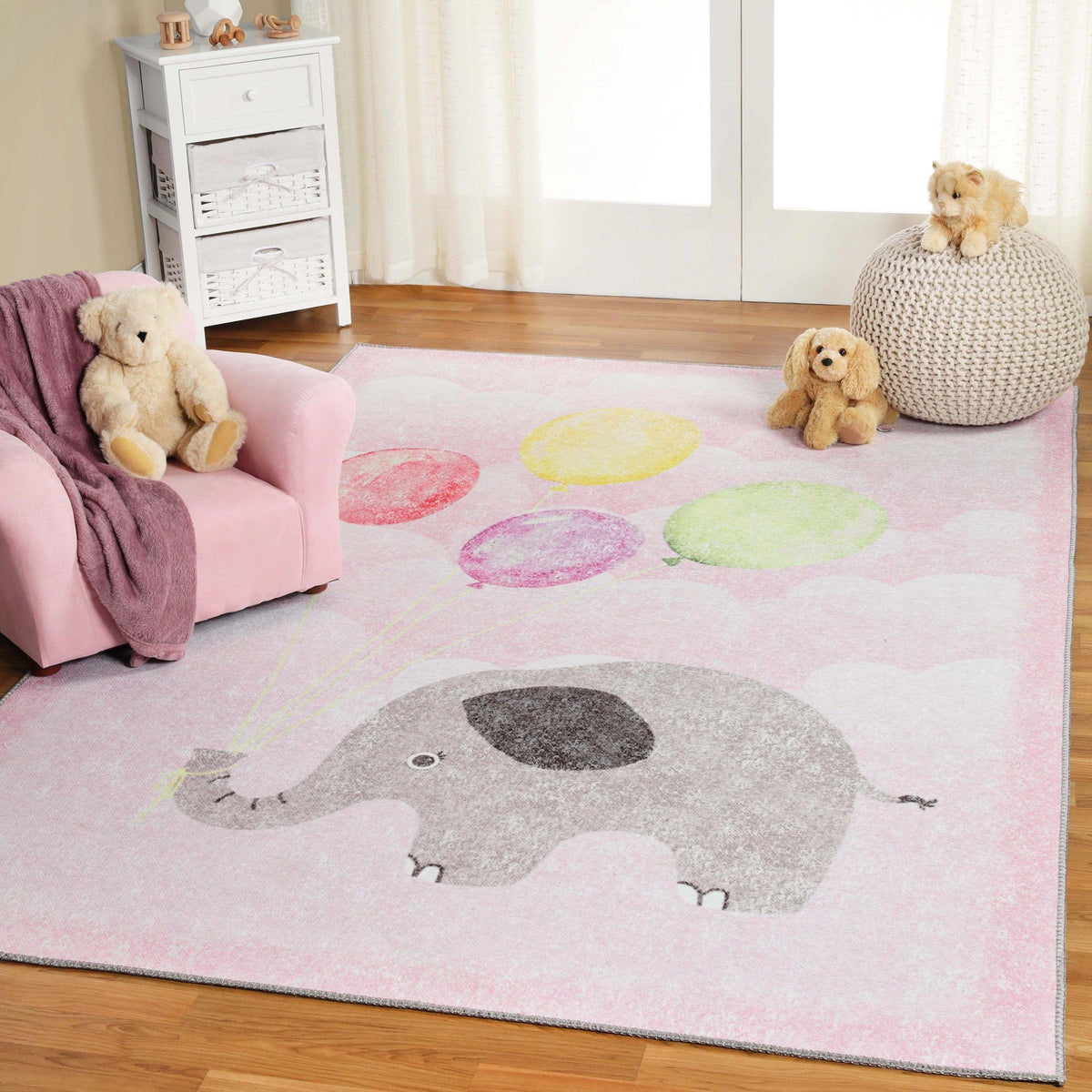 Nursery Elephant Anti-Skid Backing Indoor Area Rug - Rugs by Superior