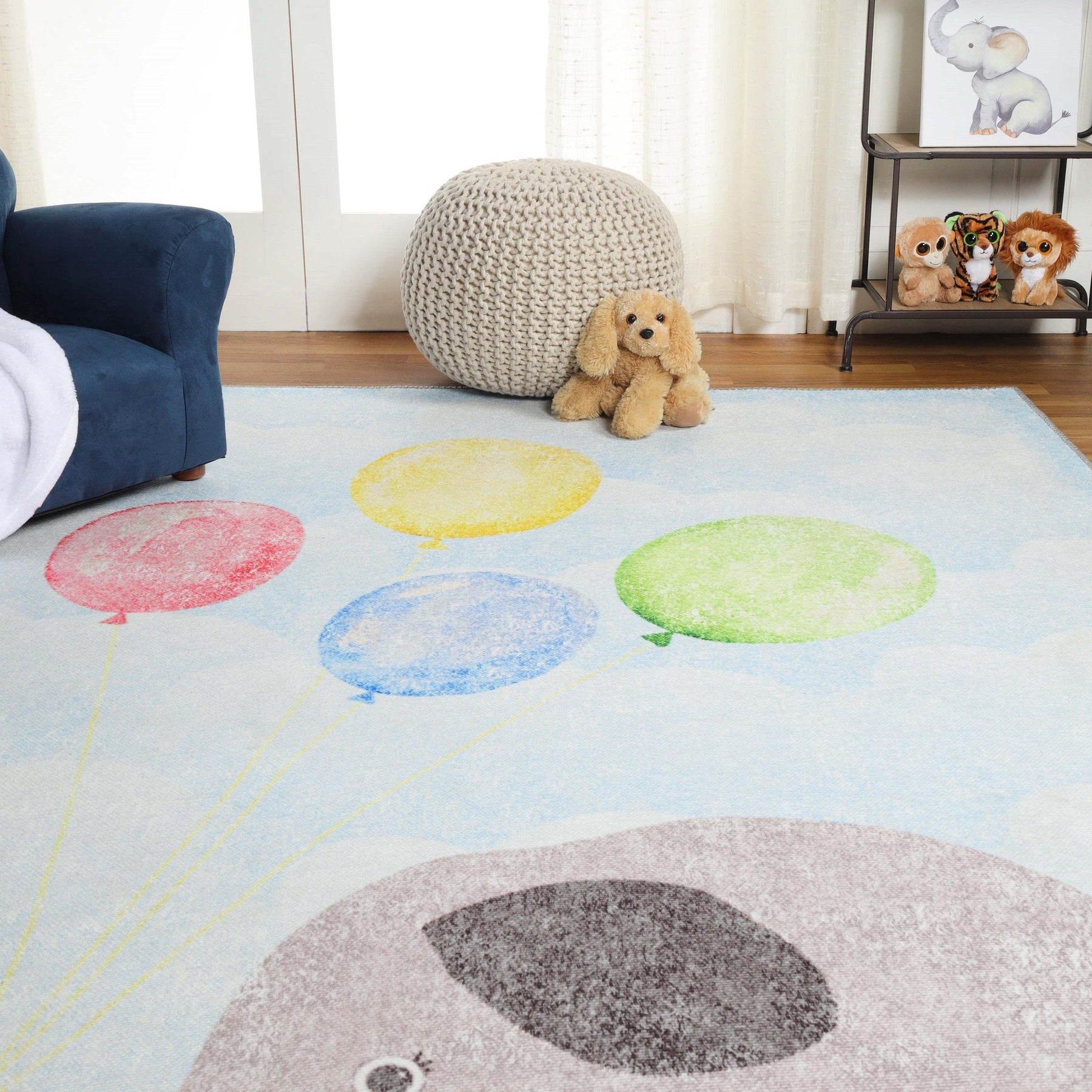 Nursery Elephant Anti-Skid Backing Indoor Area Rug - Rugs by Superior