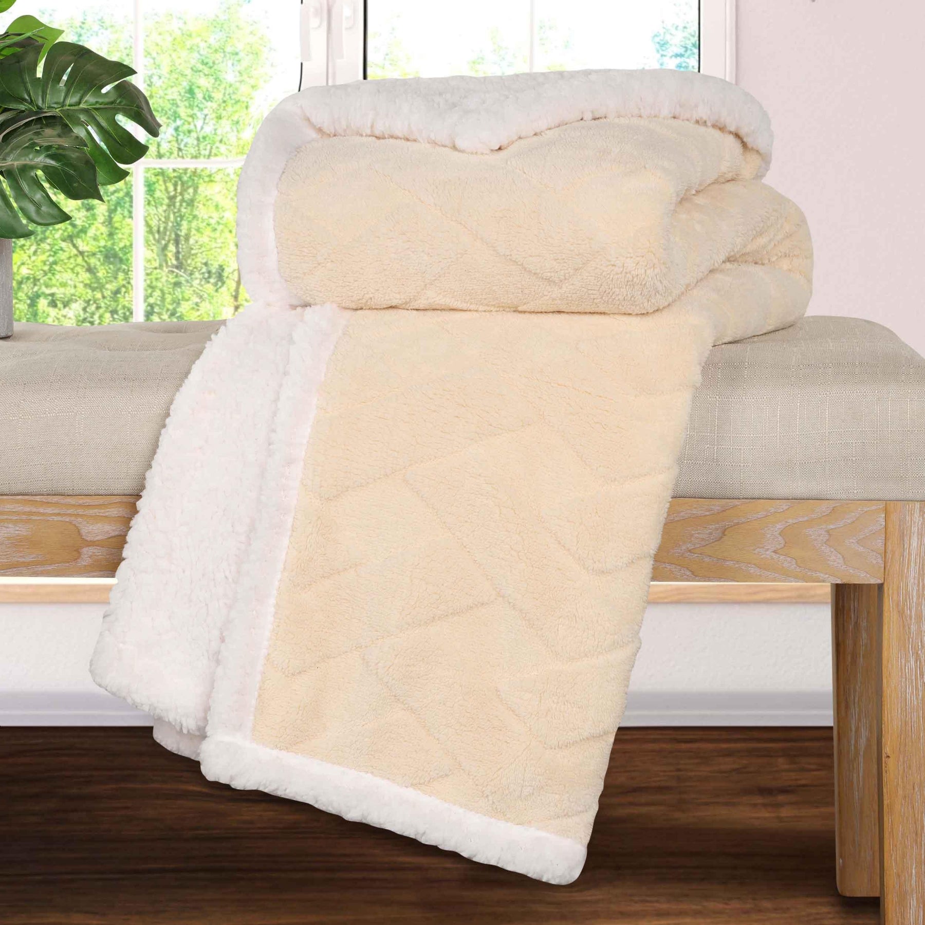 Nuuk Jacquard Lattice Fleece Plush Fluffy Sherpa Reversible Blanket - Blanket by Superior