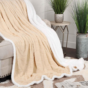 Nuuk Jacquard Lattice Fleece Plush Fluffy Sherpa Reversible Blanket - Blanket by Superior