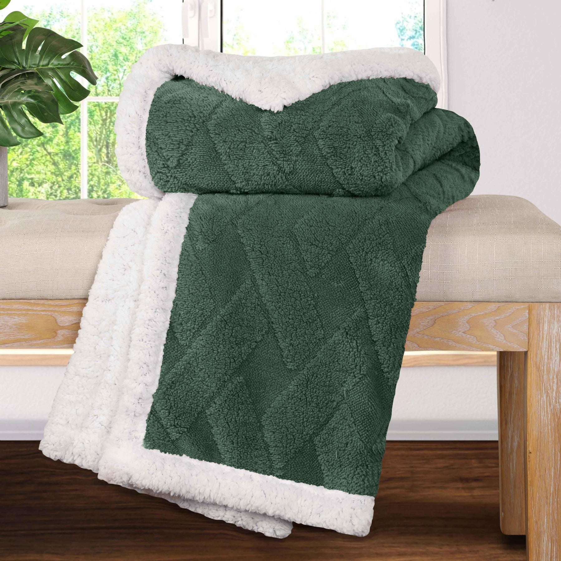 Nuuk Jacquard Lattice Fleece Plush Fluffy Sherpa Reversible Blanket - Blanket by Superior