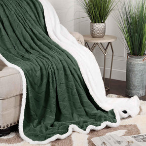 Nuuk Jacquard Lattice Fleece Plush Fluffy Sherpa Reversible Blanket - Blanket by Superior