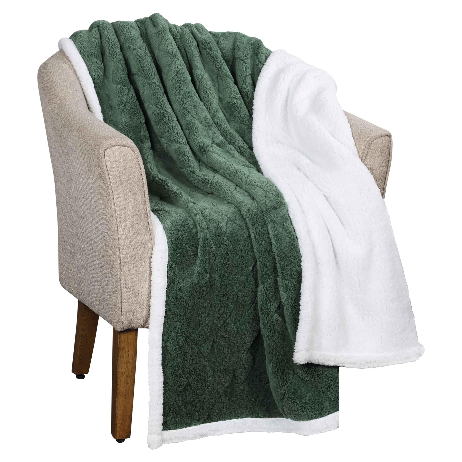 Nuuk Jacquard Lattice Fleece Plush Fluffy Sherpa Reversible Blanket - Blanket by Superior