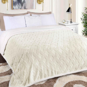 Nuuk Jacquard Lattice Fleece Plush Fluffy Sherpa Reversible Blanket - Blanket by Superior