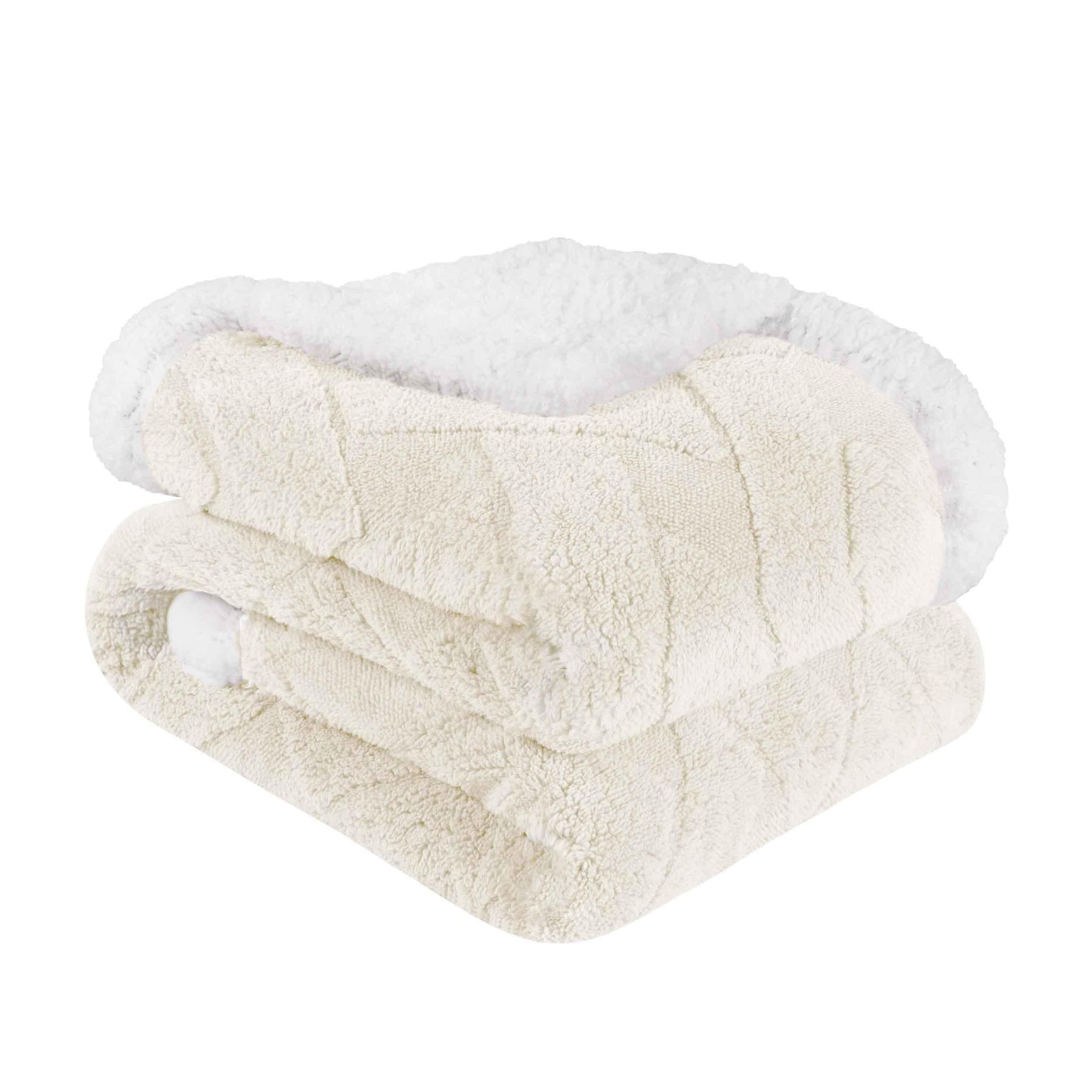 Nuuk Jacquard Lattice Fleece Plush Fluffy Sherpa Reversible Blanket - Blanket by Superior