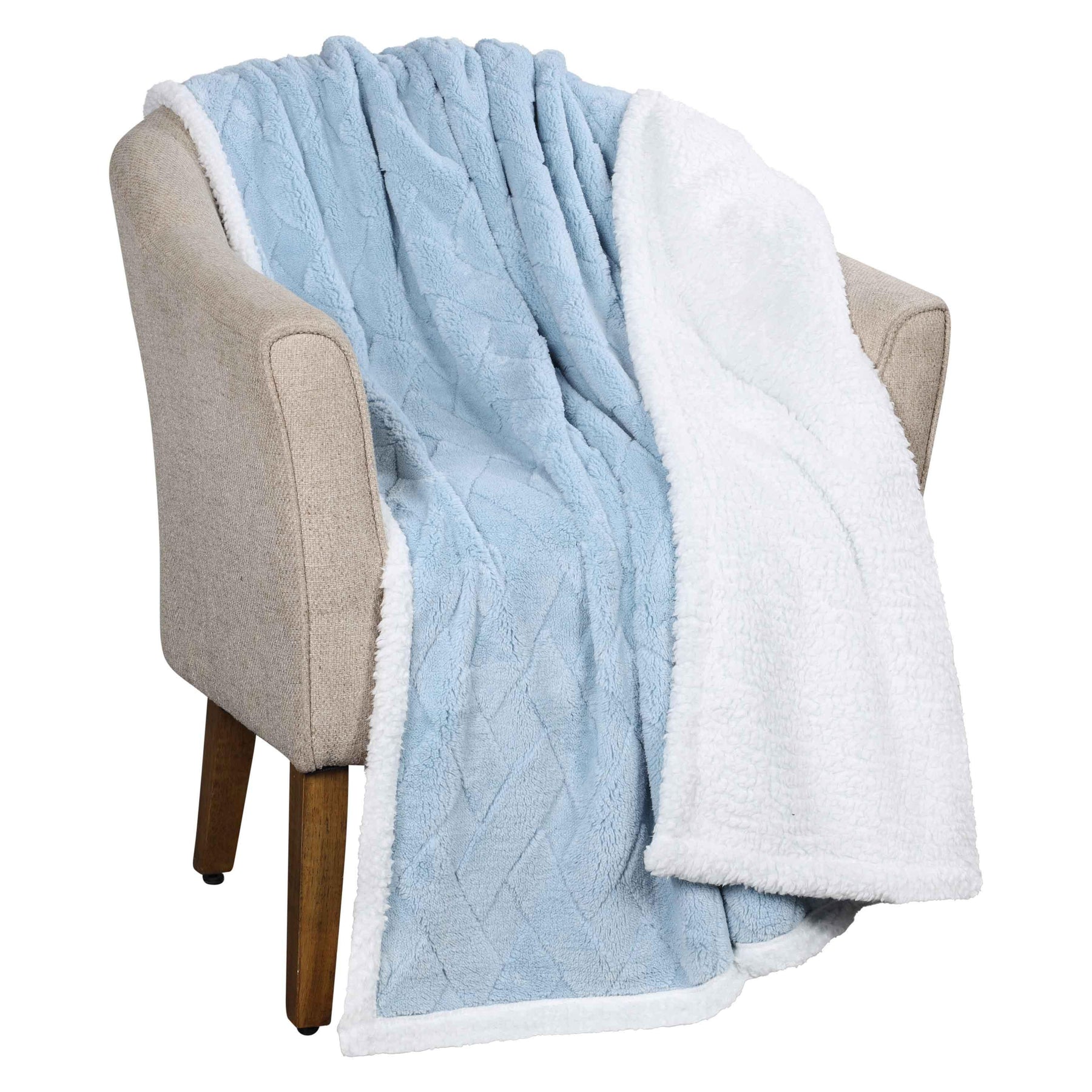 Nuuk Jacquard Lattice Fleece Plush Fluffy Sherpa Reversible Blanket - Blanket by Superior