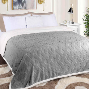 Nuuk Jacquard Lattice Fleece Plush Fluffy Sherpa Reversible Blanket - Blanket by Superior