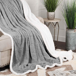 Nuuk Jacquard Lattice Fleece Plush Fluffy Sherpa Reversible Blanket - Blanket by Superior