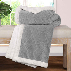 Nuuk Jacquard Lattice Fleece Plush Fluffy Sherpa Reversible Blanket - Blanket by Superior